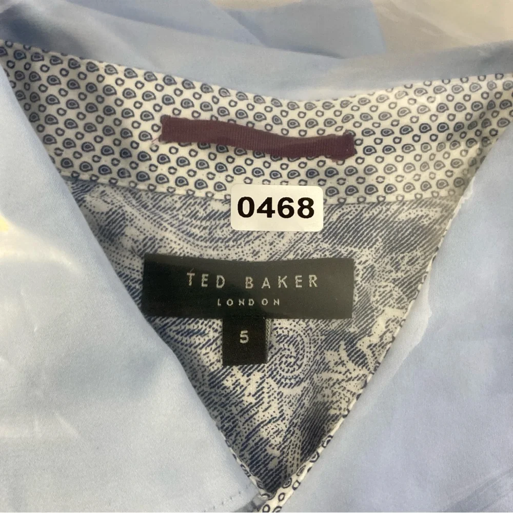 Ted Baker London Shirt Men’s Button Dow Blue  Cotton Long Sleeve Size 5 Office - Picture 16 of 16